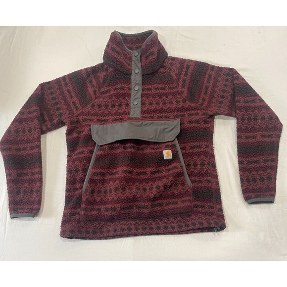 Carhartt Fleece Red Fit Womens Pullover Light Jacket Size XS long Sleeve - Picture 1 of 10